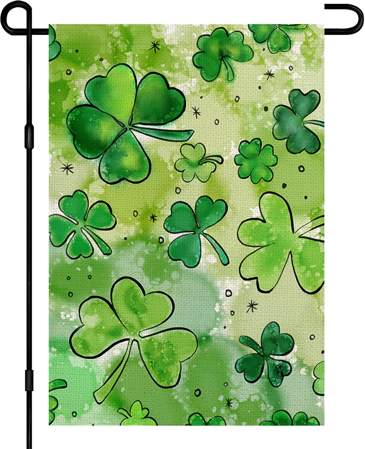 Bandera San Patricio 12x18pulg Arpillera Doble Cara Trébol Verde