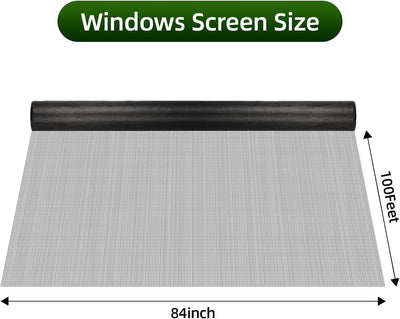 Malla ventana 84pulg x100pies reemplazo puerta duradera negro