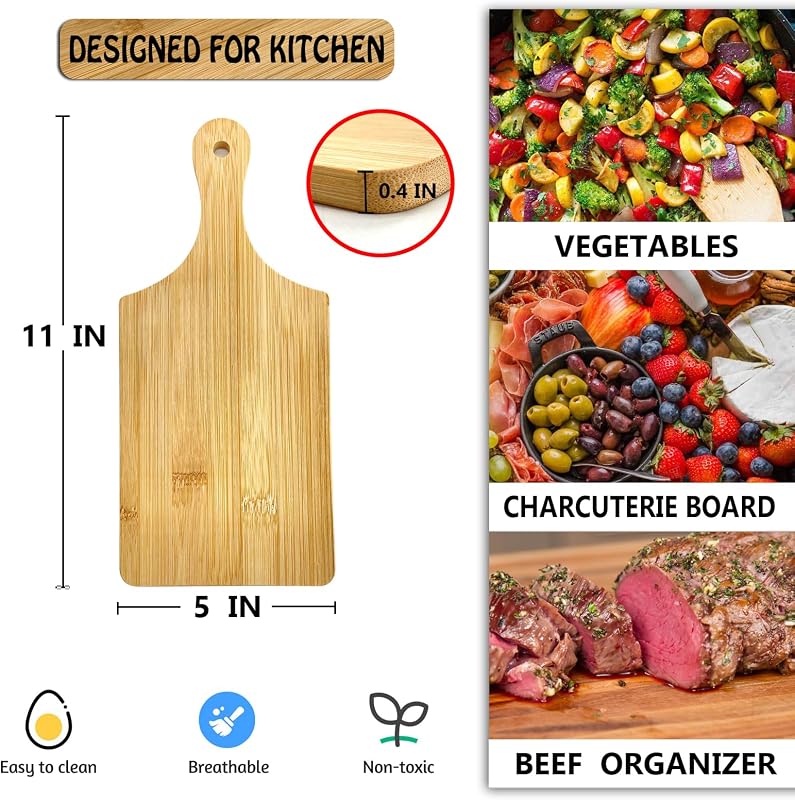 12 Pzas Tablas Cortar Madera Mini con Asa para Manualidades