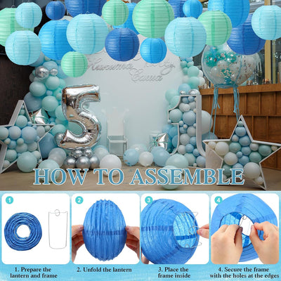48 Linternas papel decoración fiesta 4-10pulg colgantes