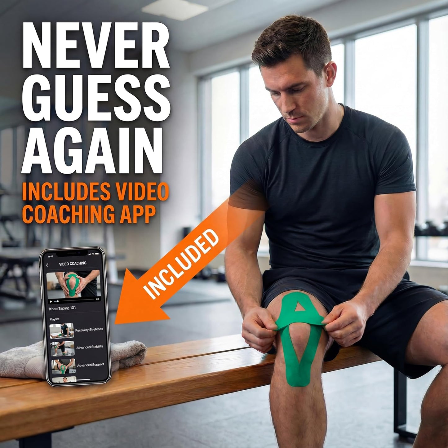 Cinta kinesiología precortada 2pulg 100pies verde bosque