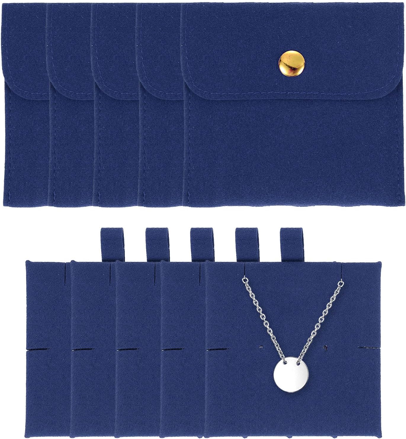 5 Bolsas Microfibra para Joyas con Botón Presión Azul