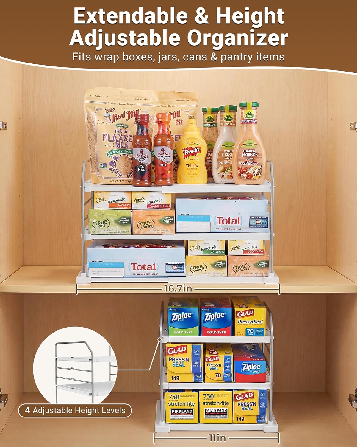 Soporte extensible 3 niveles para cocina 11-16.7"