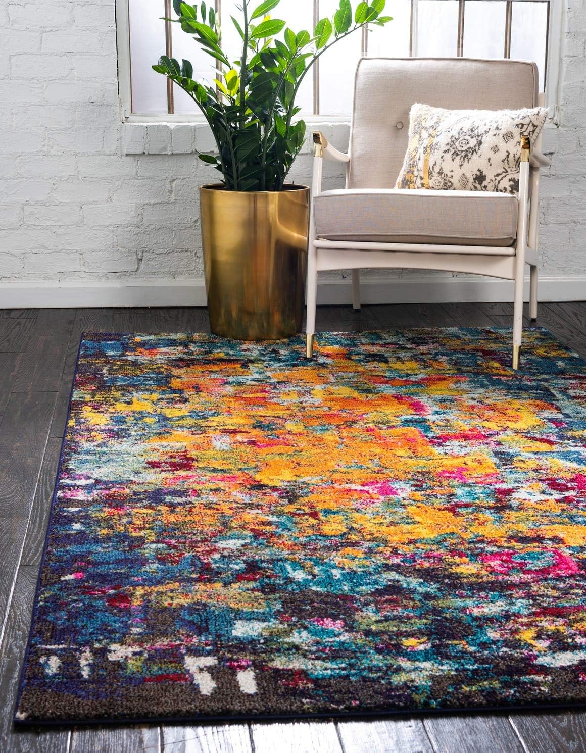 Alfombra rectangular moderna abstracta 8x11ft multicolor