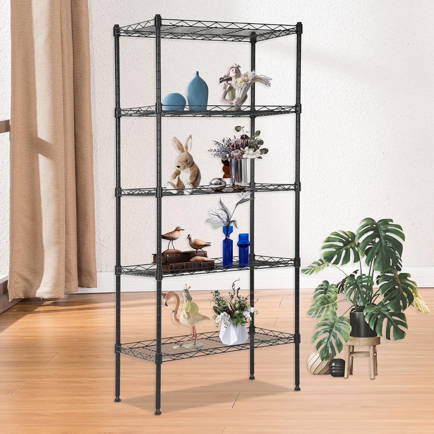 Estante despensa 5 niveles metal ajustable NSF negro