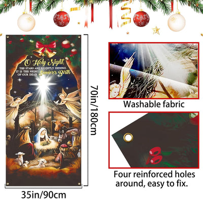 Banner religioso navideño para puerta de porche