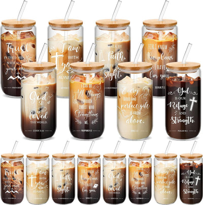 Vasos vidrio 16oz con tapas pajitas café helado