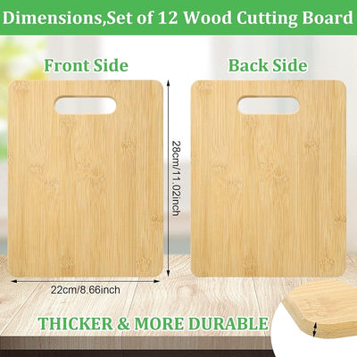 Set 12 Tablas Cortar Bambú con Asas para Cocina