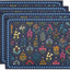 Set 4 Manteles Individuales Estampado Flores Azul Oscuro