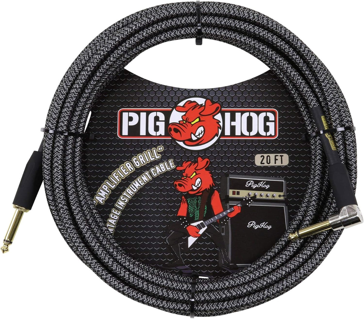 Cable ángulo recto 1/4 20ft para guitarra