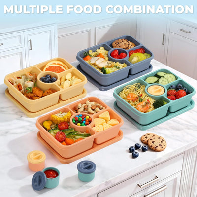 Contenedores Bento reutilizables para adultos y niños, paquete de 4