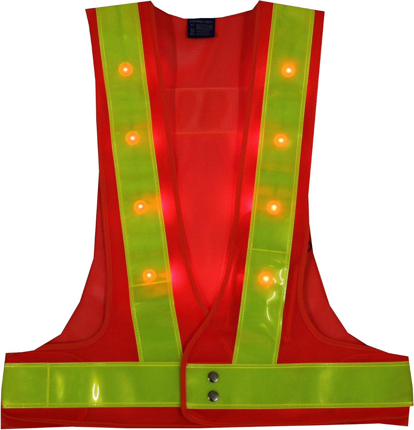 Chaleco seguridad reflectante 16 luces LED naranja ciclismo