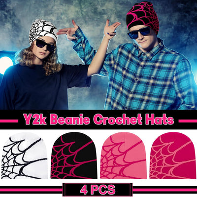 4 Pzas Gorro Y2k Telaraña Punto Acrílico Hombres Mujeres