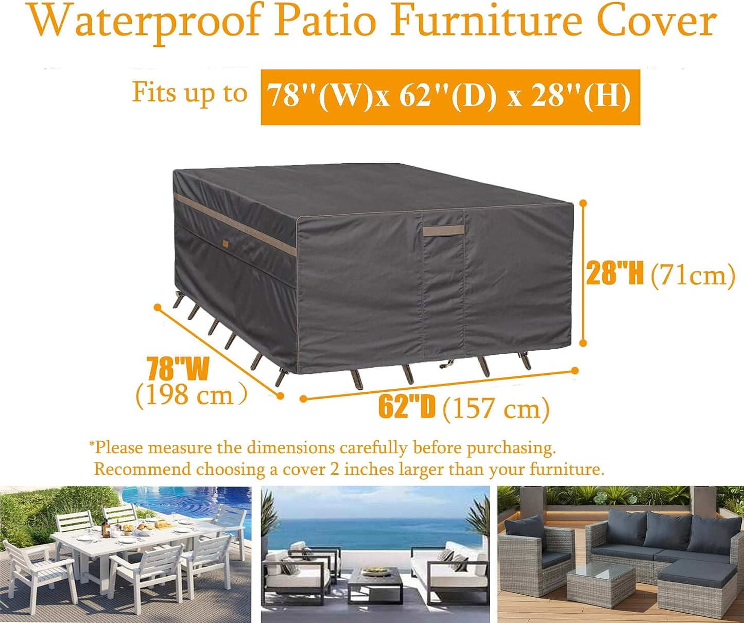 Fundas para muebles patio impermeables 78x62x28