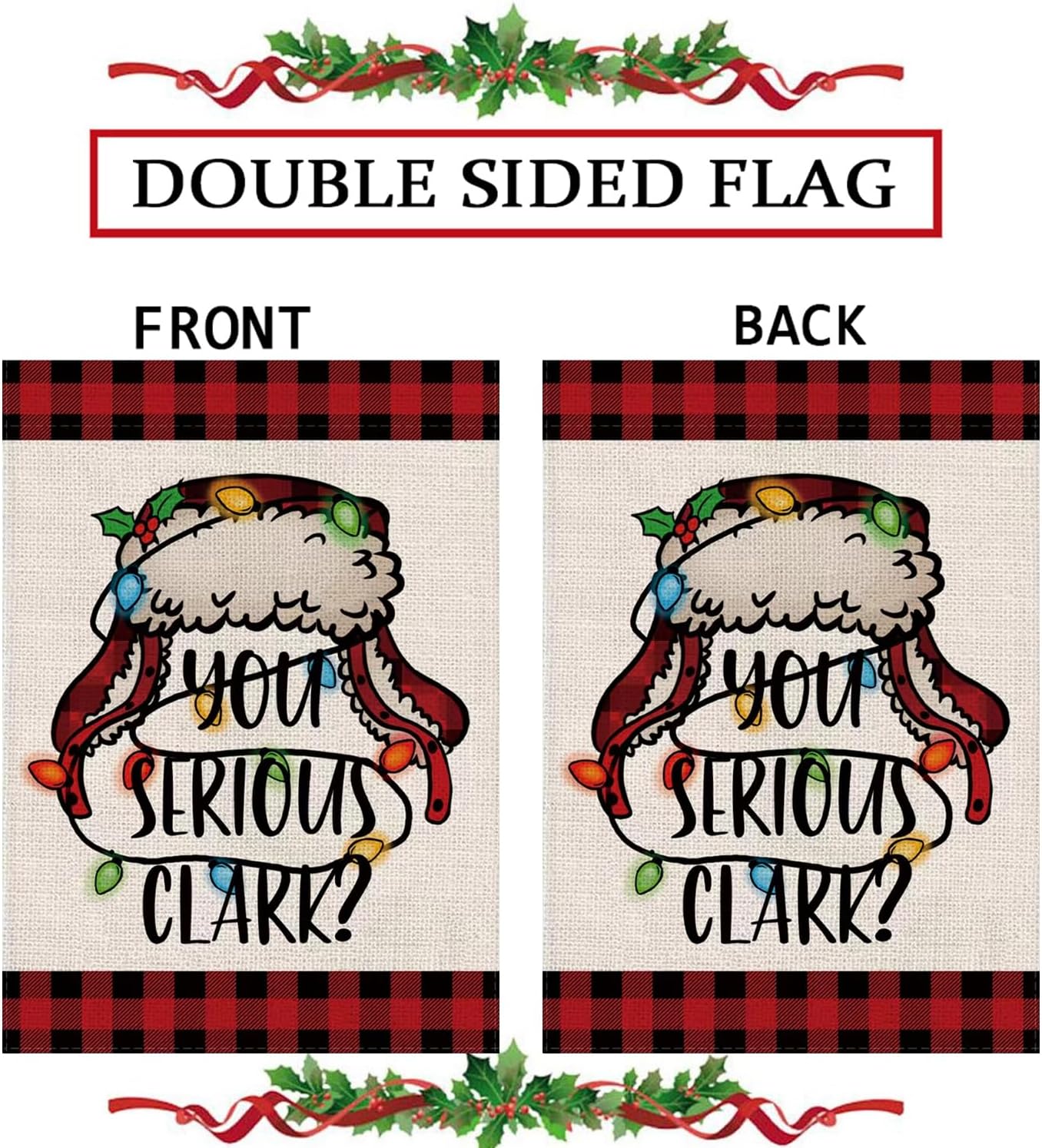 Bandera Navidad jardín arpillera doble cara sombrero búfalo