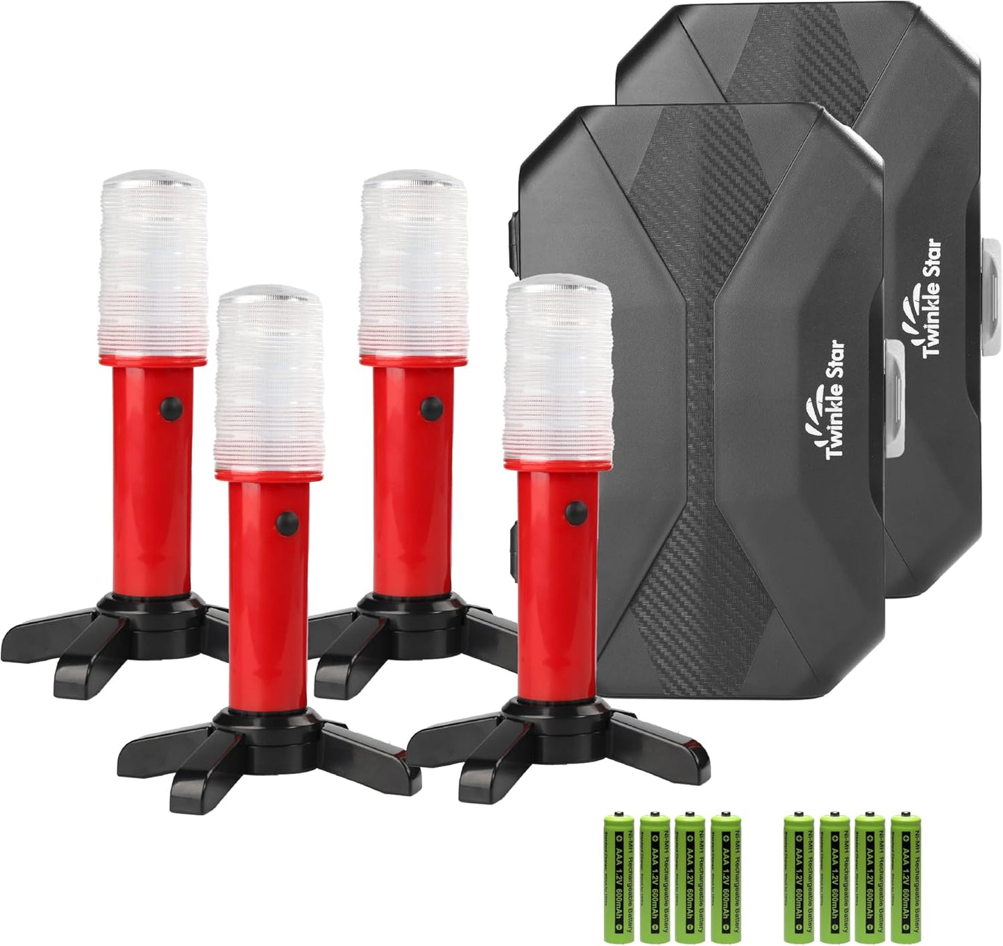 Set 4 luces LED estroboscópicas seguridad con base magnética