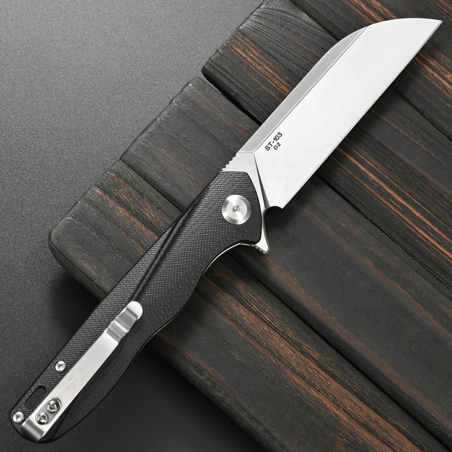 Cuchillo plegable ST103 acero D2 mango G10 EDC negro
