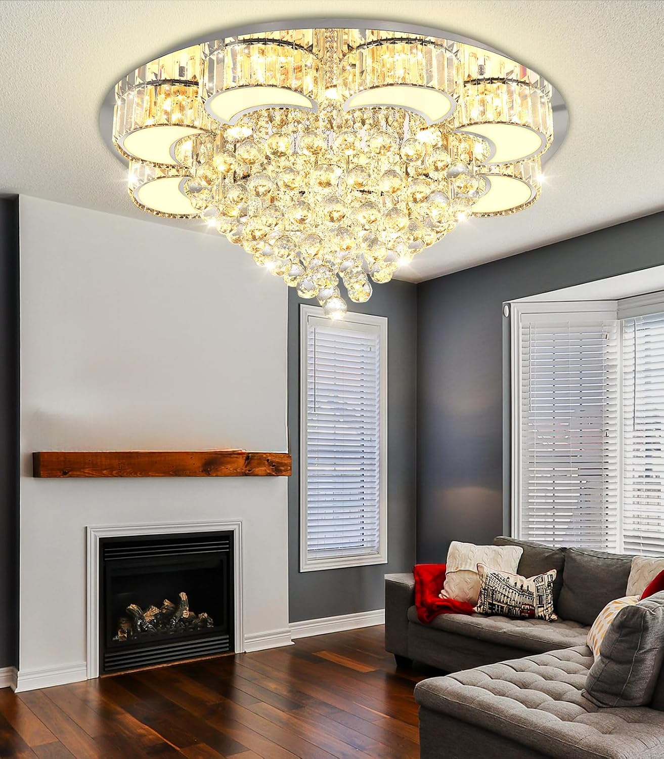 Candelabros cristal plata LED regulables sala comedor