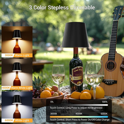 Lámpara botella inalámbrica 3 temperaturas led recargable azul