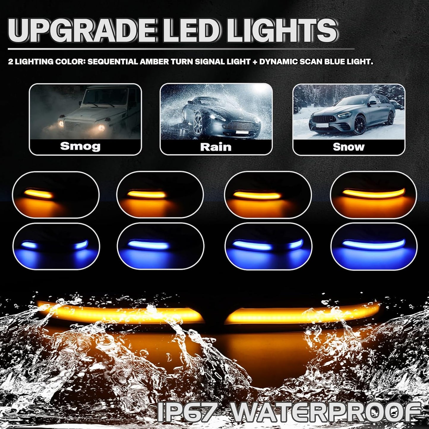 Luces LED secuenciales Ford Kuga Escape Ecosport Focus 2012-18 set 2 lentes ahumados