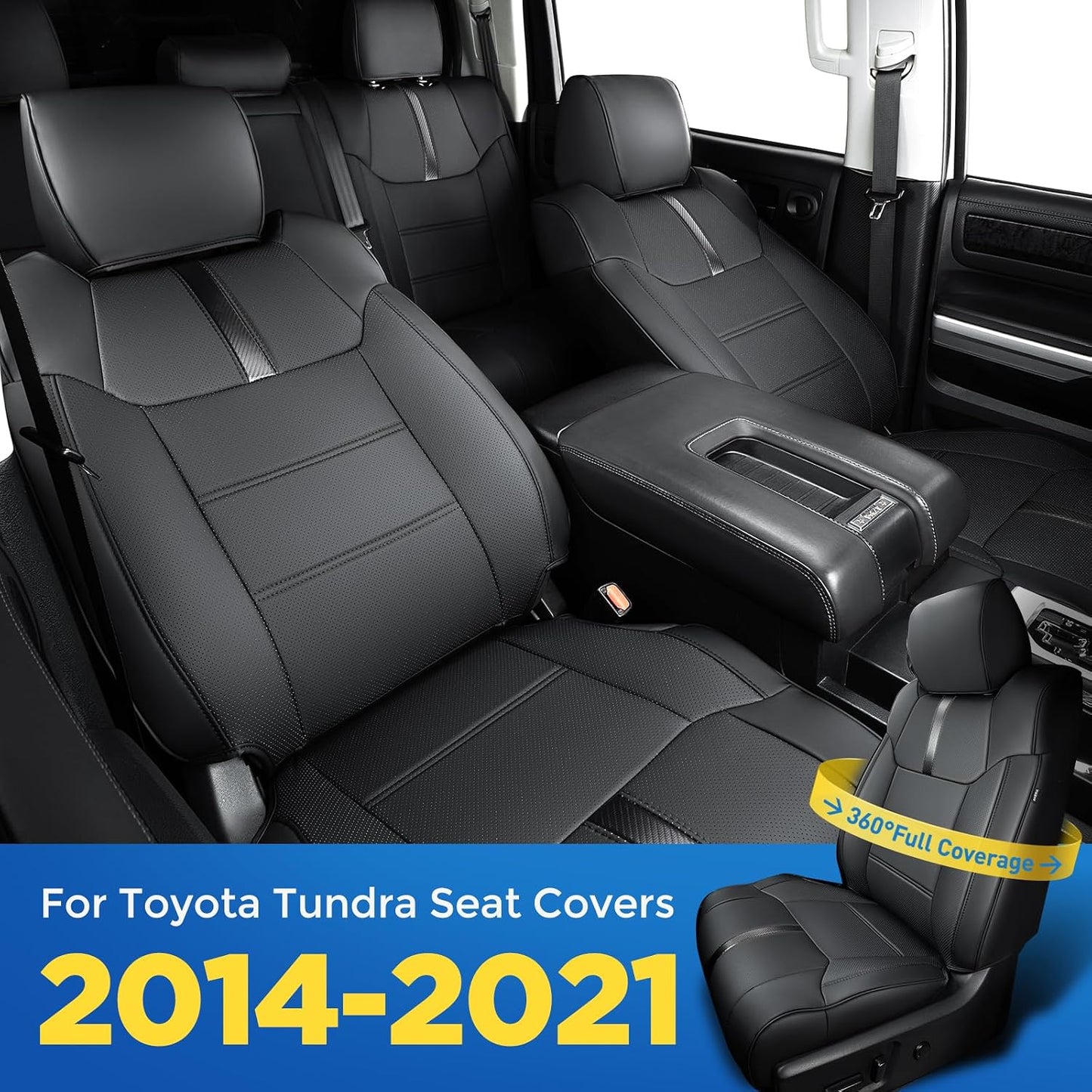 Fundas asiento Toyota Tundra 14-21 Crewmax cuero negro