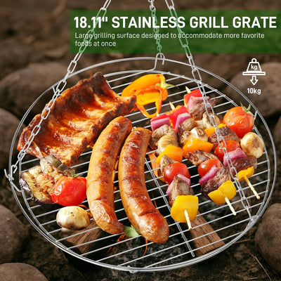 Parrilla trípode ajustable para fogata y barbacoa color