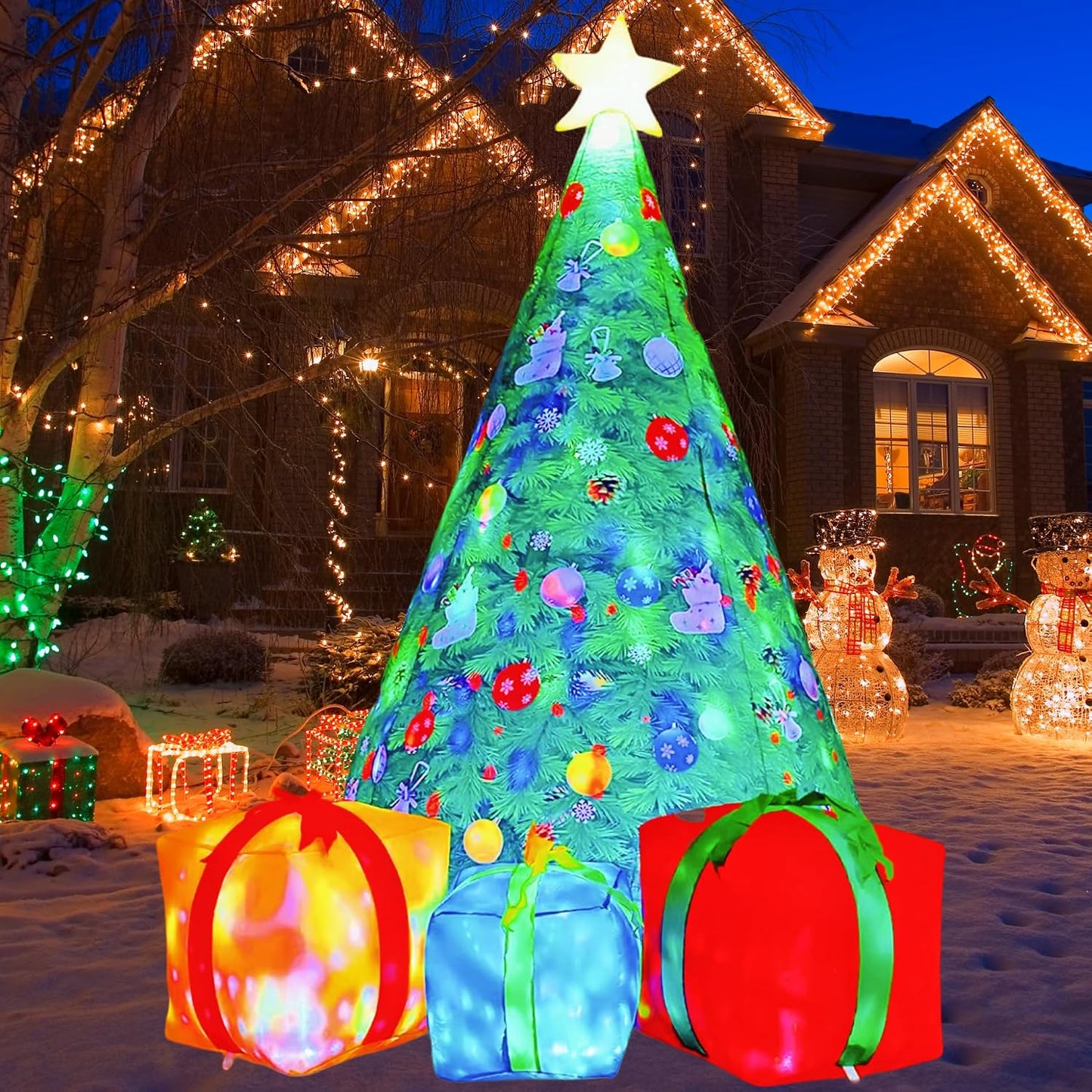 Árbol inflable Navidad 7" con LEDs para patio jardín