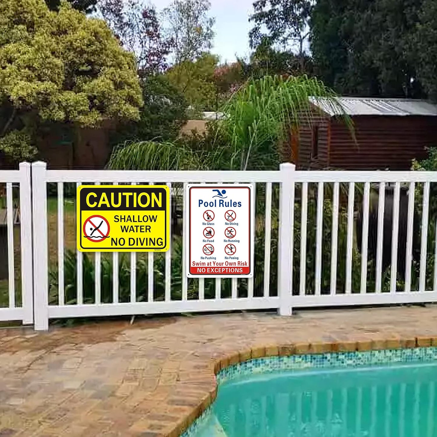 Letrero aluminio Pool Rules No Diving 14x10"
