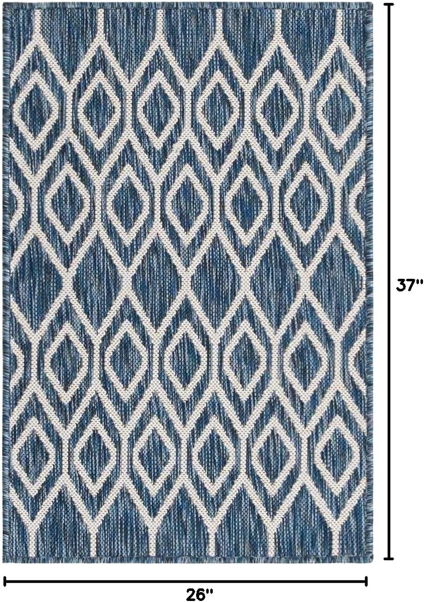 Alfombra exterior turcos e islas 2'2"x3' azul/amarillo