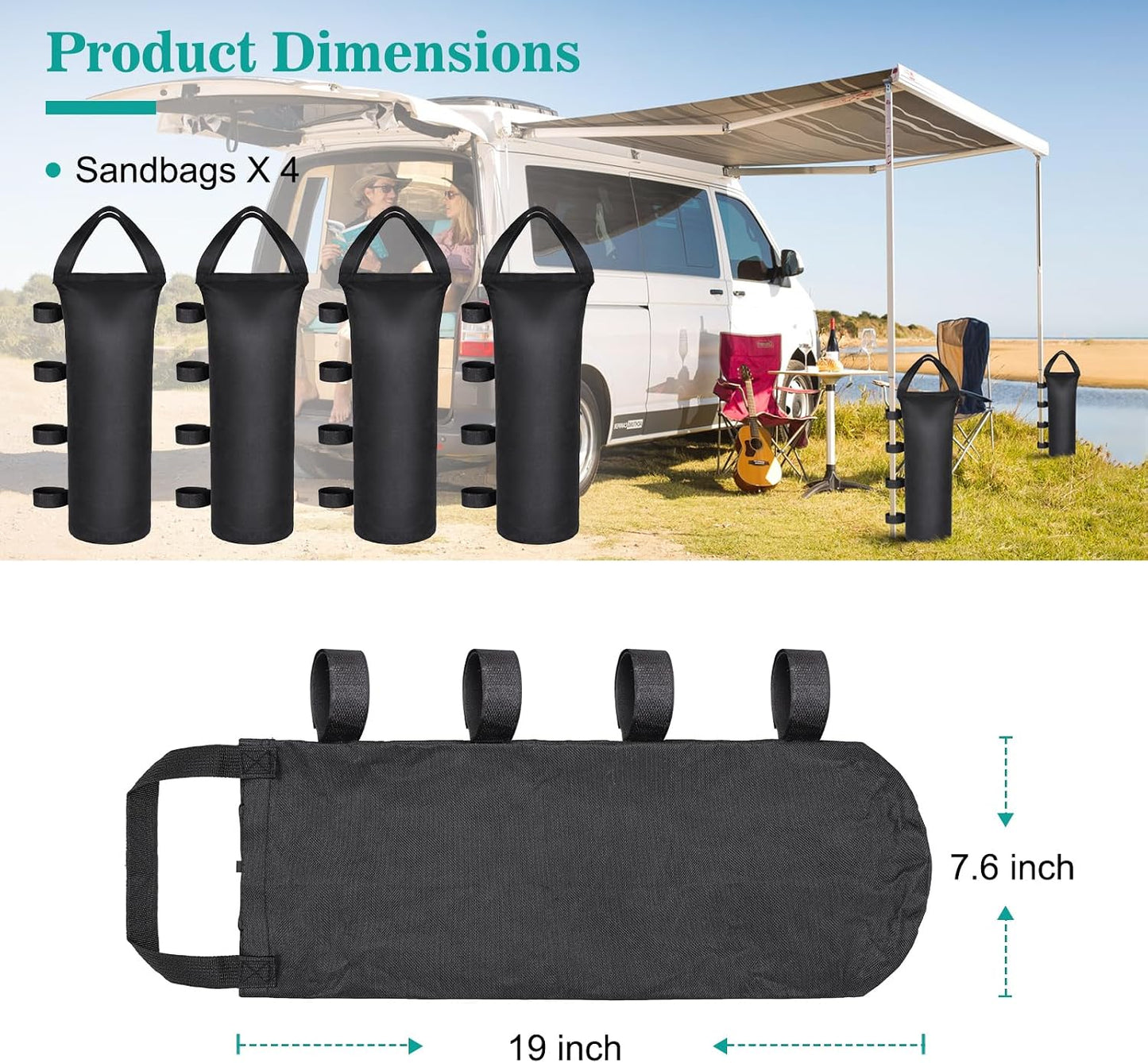 4 Pack Bolsas Arena 112lb Resistentes para Toldo Playa Caravana