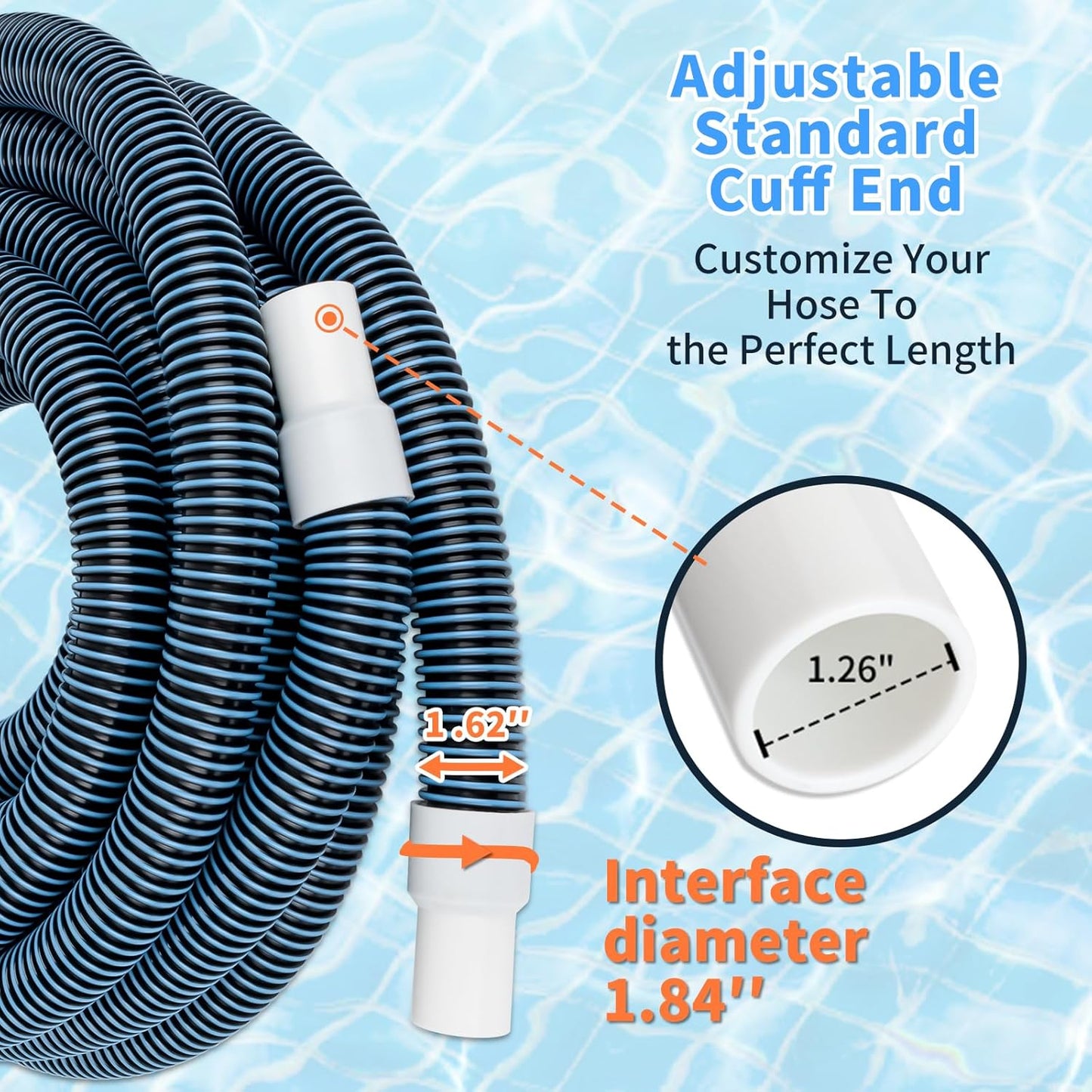 Manguera aspiradora piscina 1-1/4" x30ft enterrada