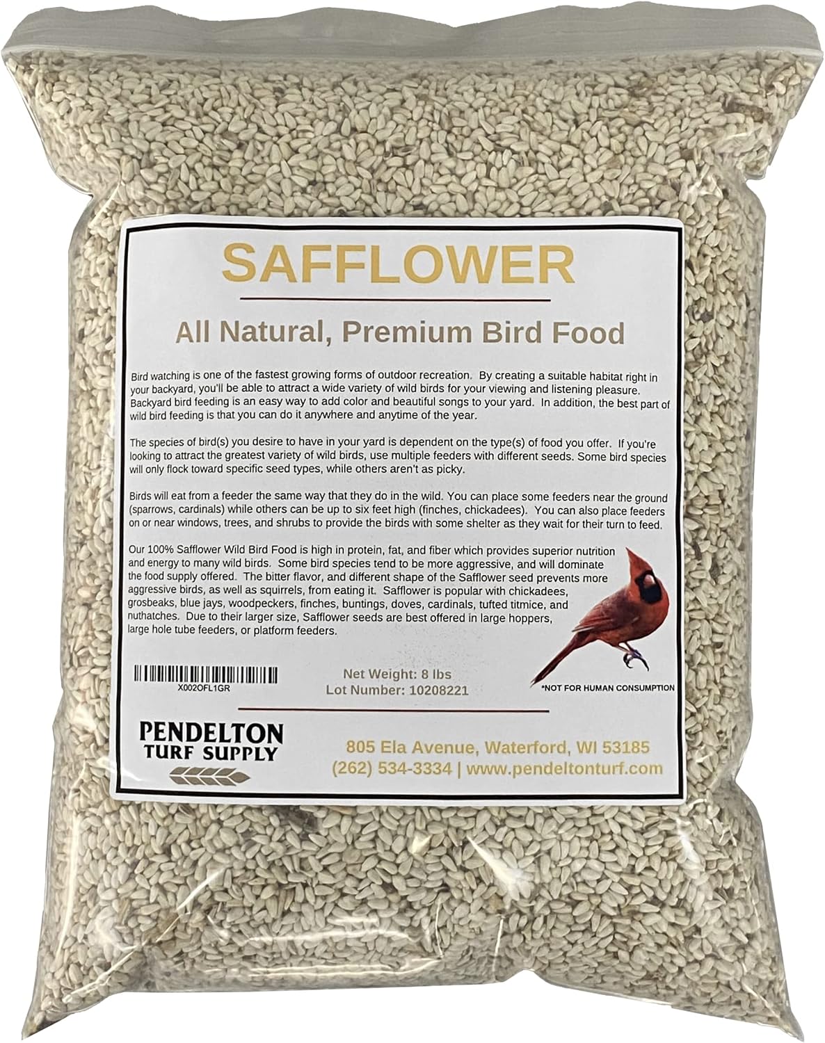 Semilla pájaro cártamo natural bolsa resellable 8lb