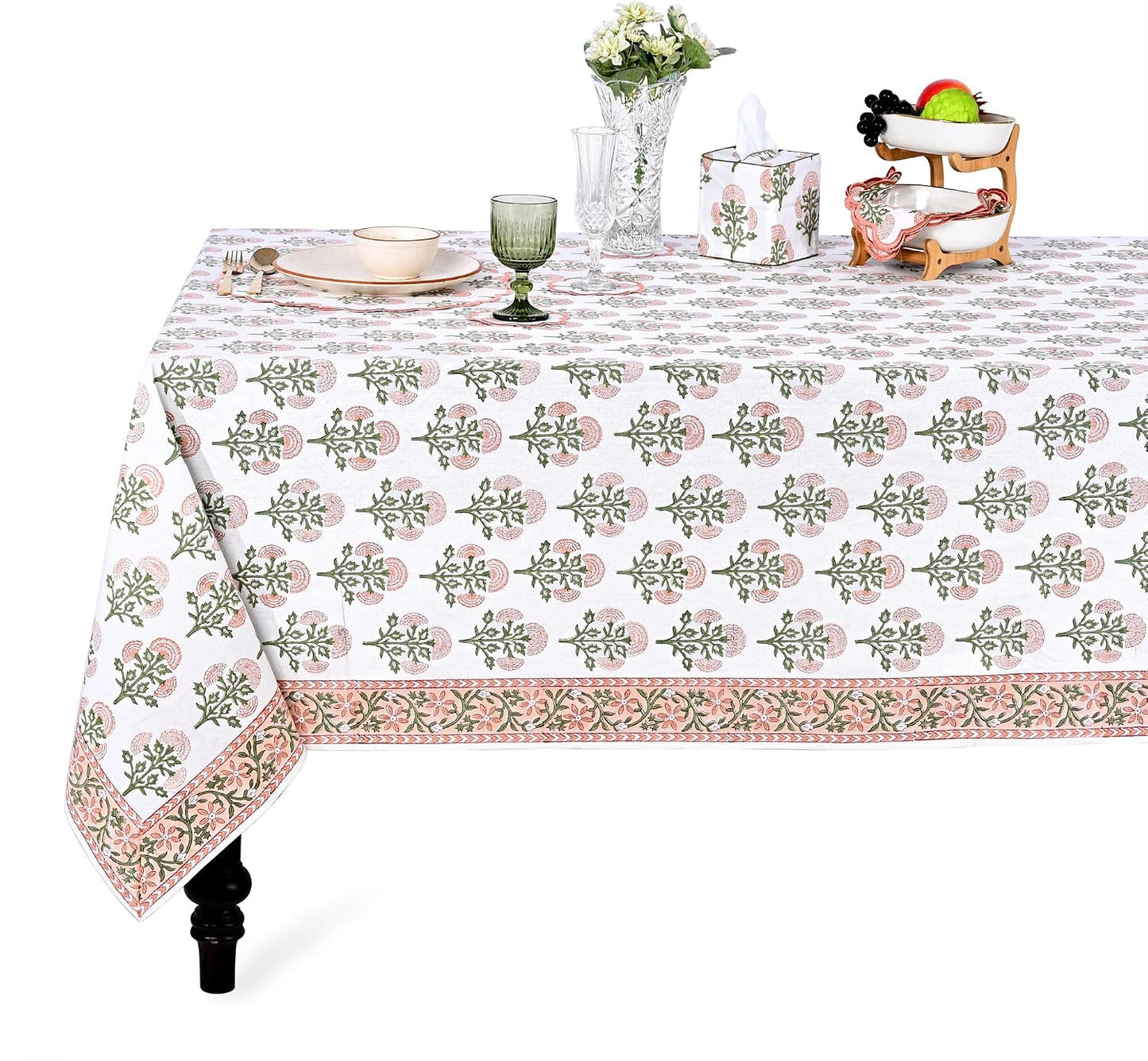 Mantel algodón estampado bloques a mano bohemio 60x120