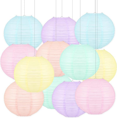 12 Linternas Papel 10pulg Color Macarrón Decoración Fiesta