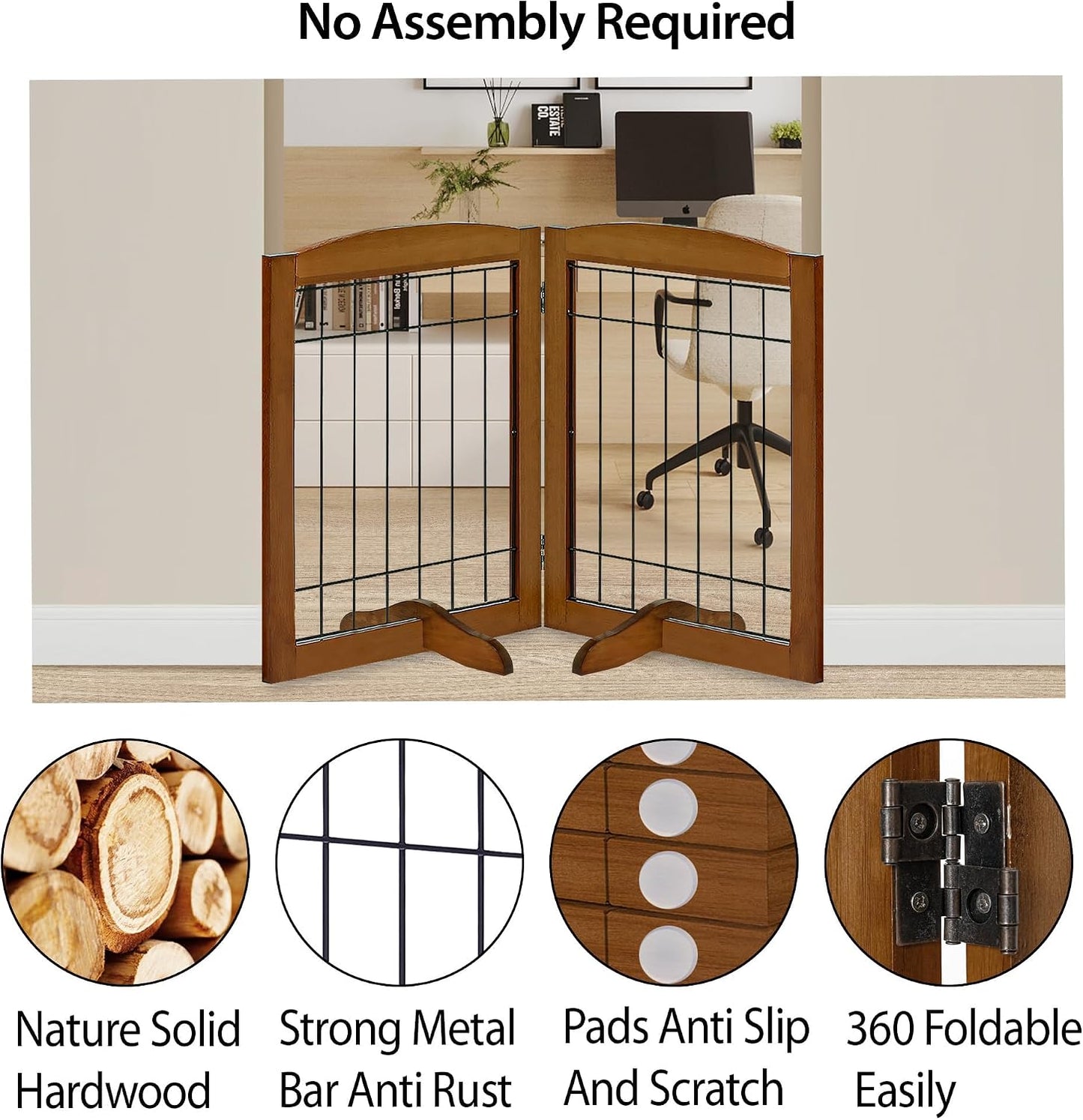 Puerta madera ajustable para perros 30pulg