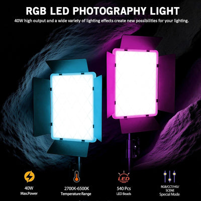 Iluminación RGB estudio 40W 2700-6500K control remoto