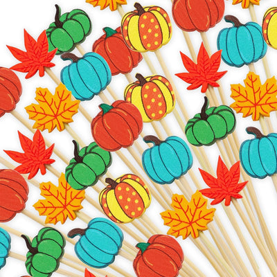 Palillos cóctel 120 pzas brochetas calabaza fiesta otoño