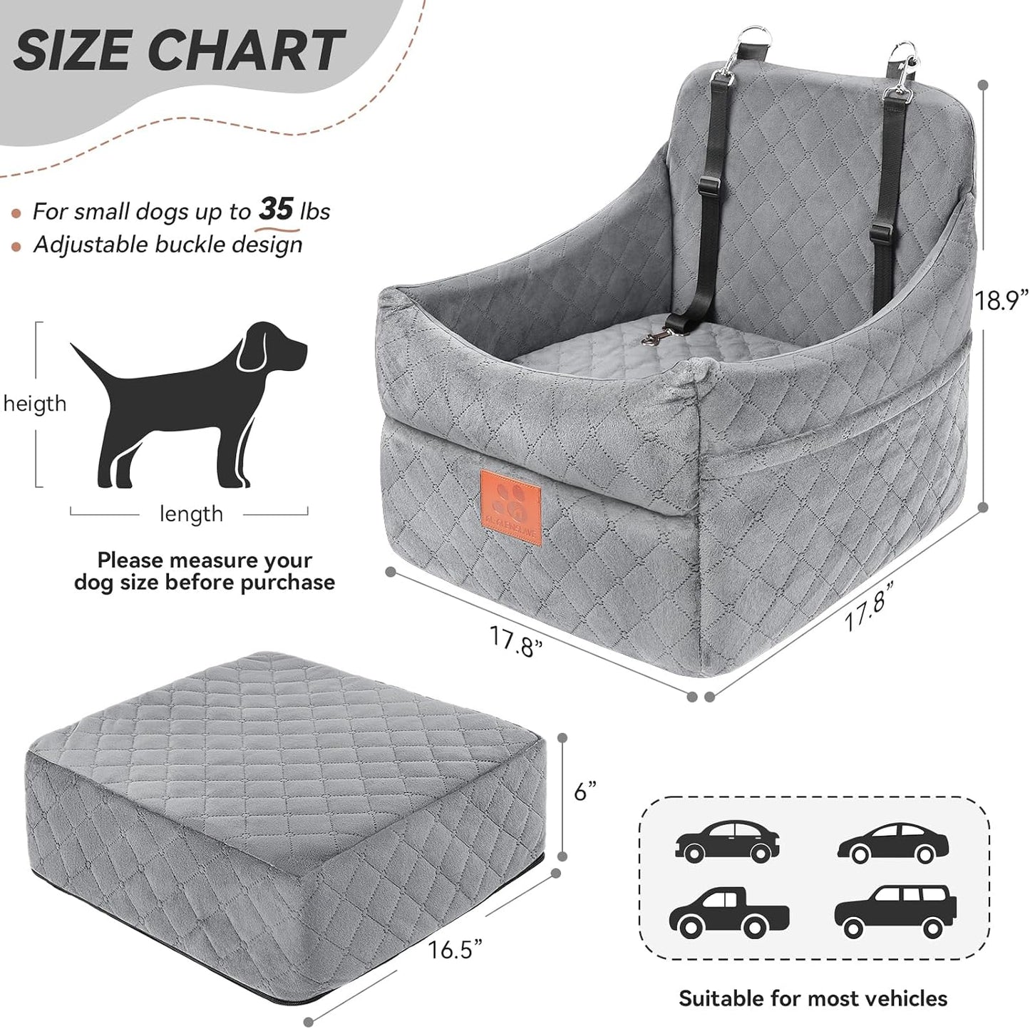 Asiento automóvil perros cojín grueso desmontable