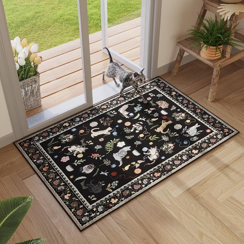 Tapete 2x3ft antideslizante bohemio floral para entrada cocina