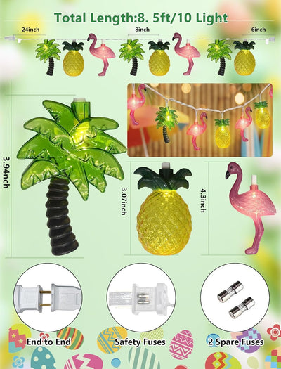 Tira Luces Hawaiana 8.5ft 10 LED Piña Decoración