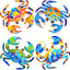 Arte decorativo pared playa 3D cangrejo caballito mar