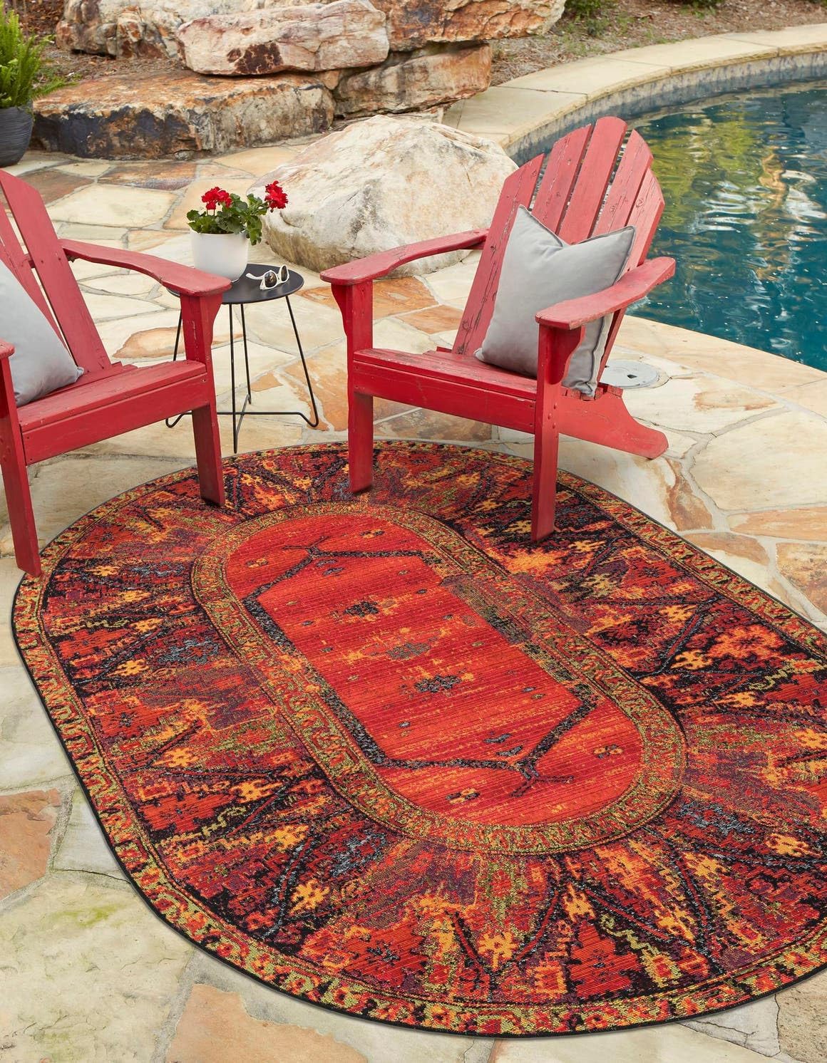 Alfombra quepos tribal oval 4'1x6'1 multi/negro