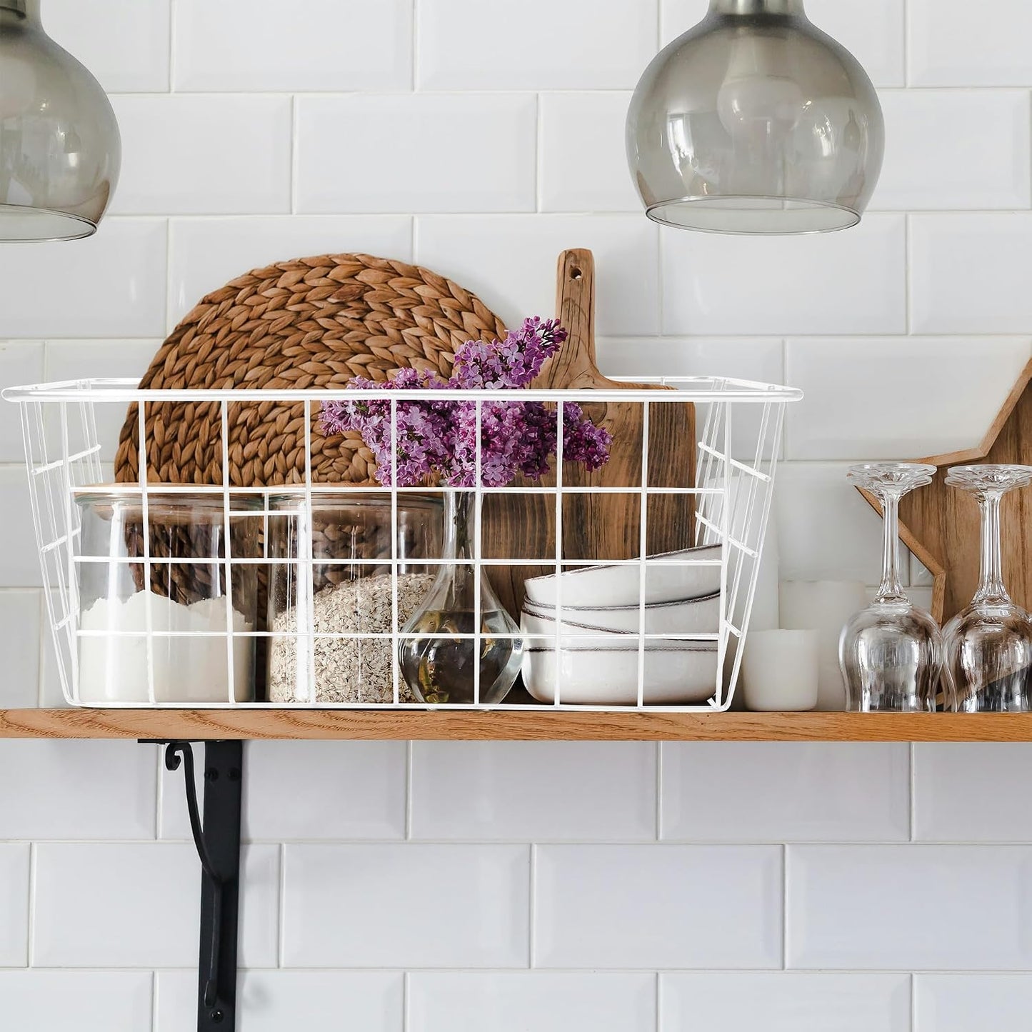 Cesta alambre almacenamiento para cocina, oficina y baño 2