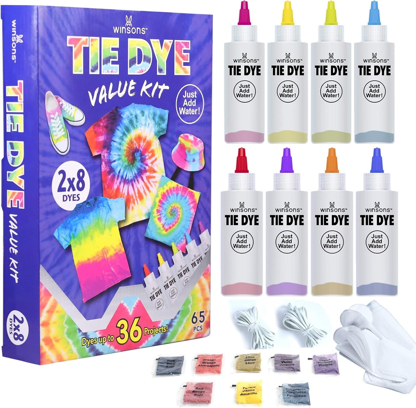 Kit Tie Dye 8 Colores Tinte No Tóxico para Niños y Mujeres