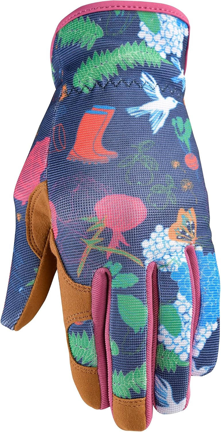 Guantes jardinería mujer estampado azul marino S