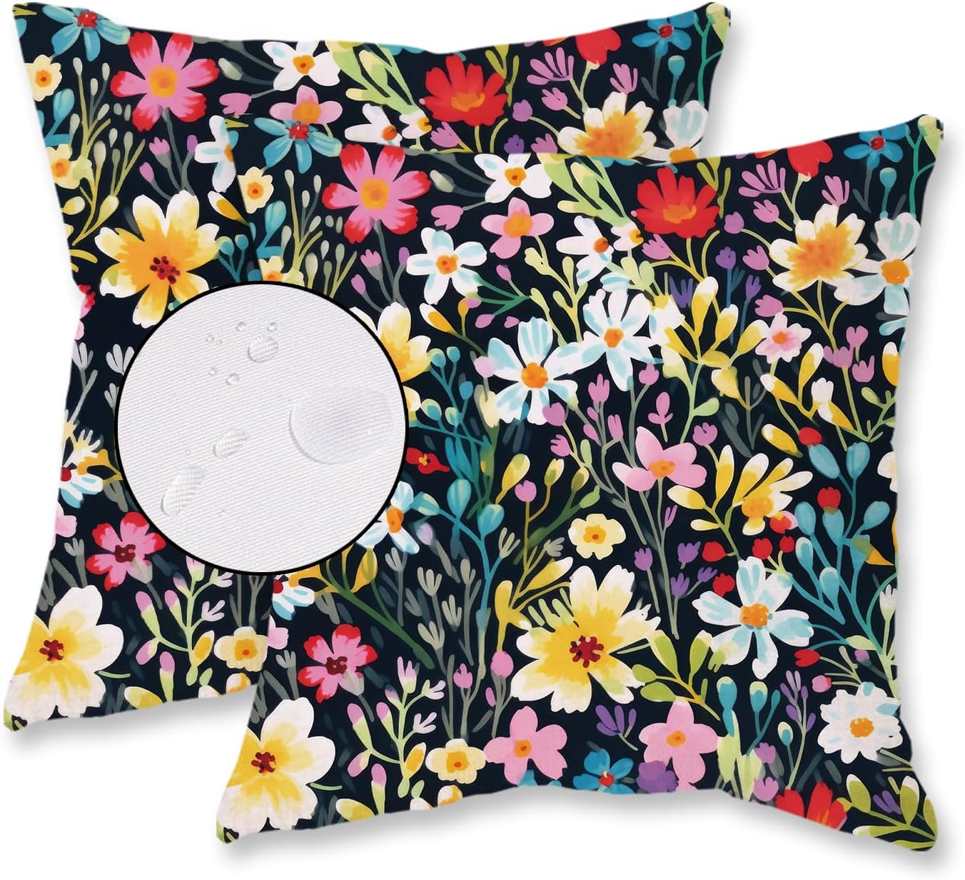 2 Pzas Fundas Almohada Florales 18x18" Impermeables