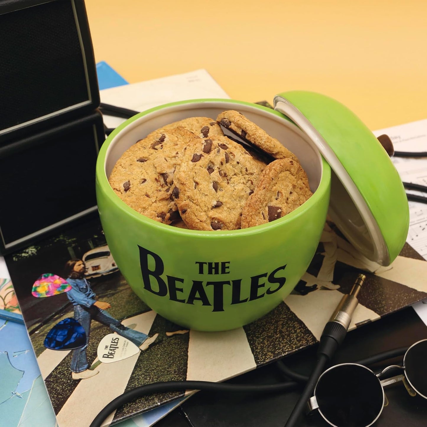 Tarro cerámica galletas manzana verde con tapa