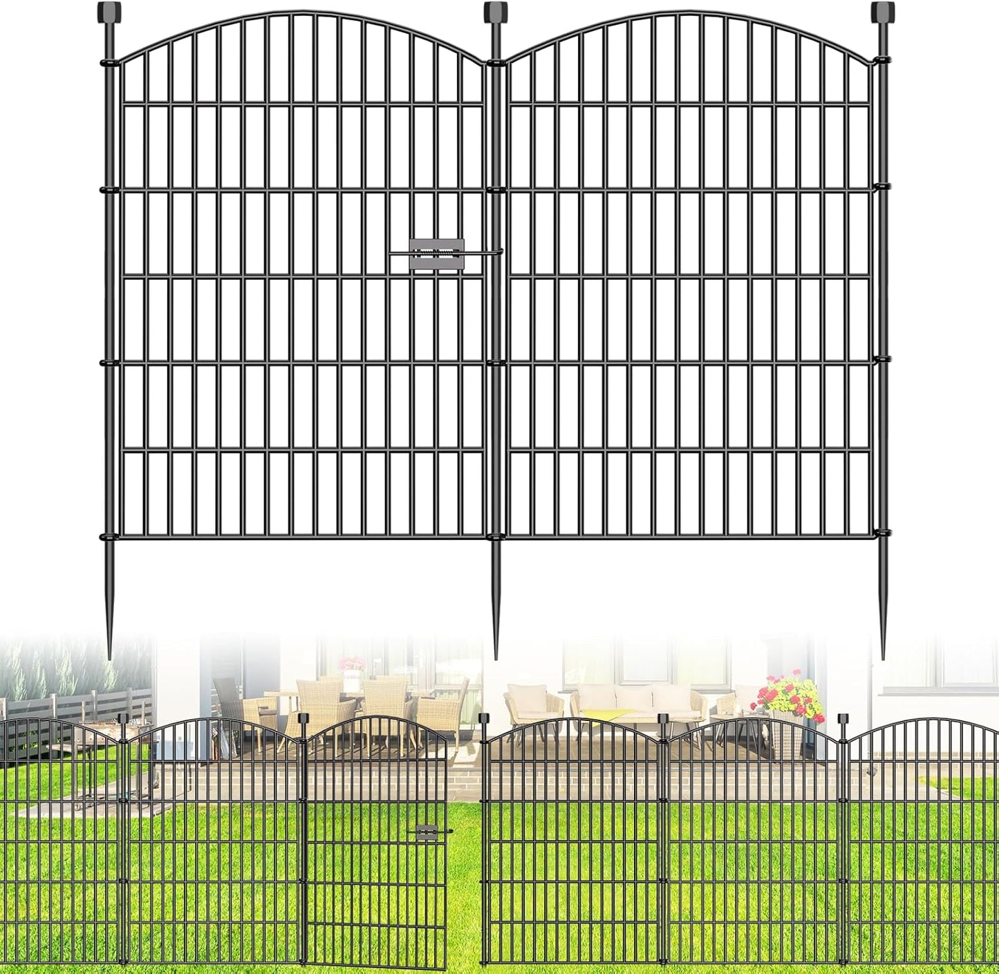 10 Paneles Valla Jardín 40pulg x 23.6ft Metal