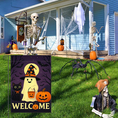Banderas Halloween calabaza 12x18pulg doble cara jardín