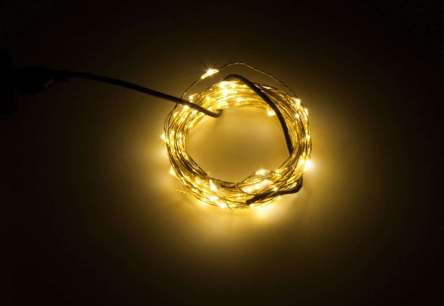 Guirnalda luces LED USB 100 bombillas 16" alambre plateado